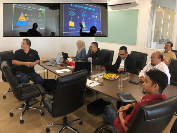 AGA and UTM teams in a local LLM fine-tuning workshop session